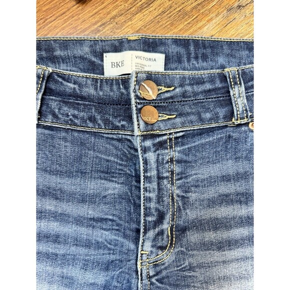 Big Star Maddie Straight Leg Jeans Womens 32 Blue Denim Mid Rise Distressed - Picture 1 of 5